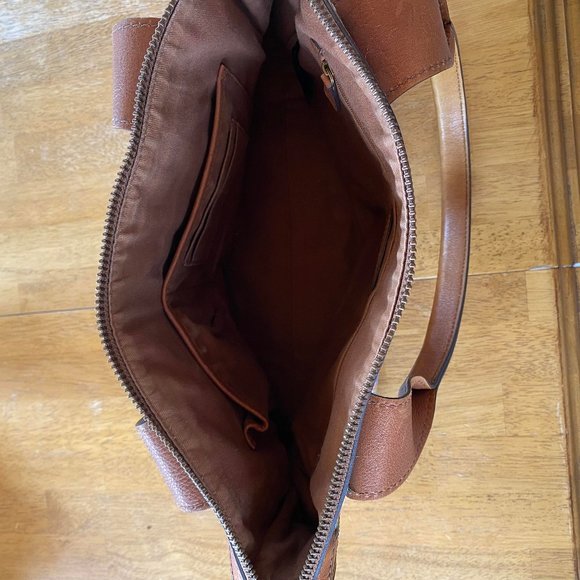 Fossil Vintage Reissue Leather & Canvas Linen Embroidered Handbag - Picture 2 of 3